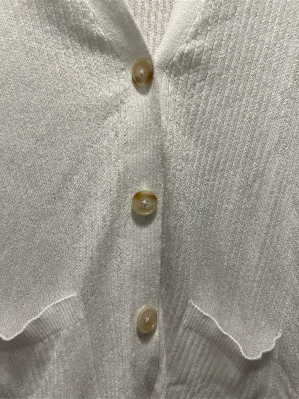 LOFT White Button-Front Lightweight Ribbed Cardigan - Picture 3 of 6